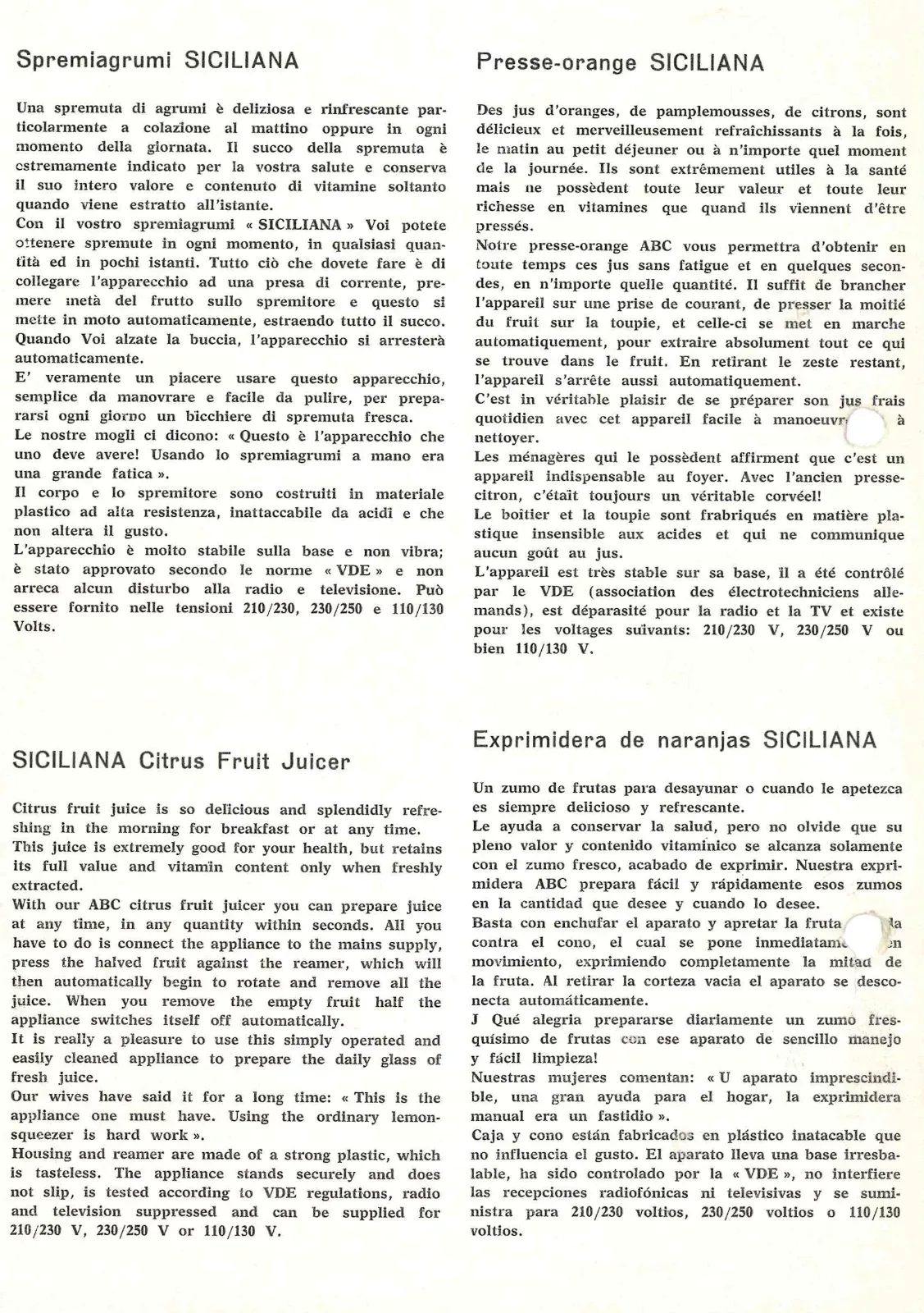 Spremiagrumi piusi descrizione